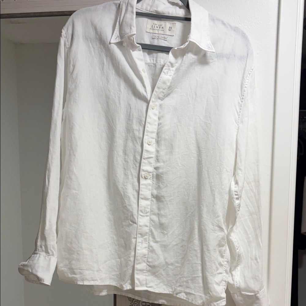 A&F Linen Collection White Button Down Shirt